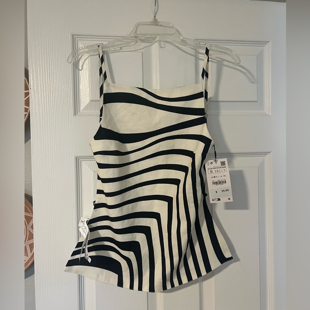 Zara open back linen tank top